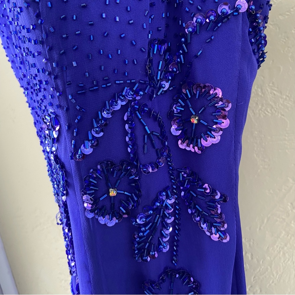 Stunning Alyce Designs formal gown - sapphire blue w/ silver and blue beading - Picture 8 of 13